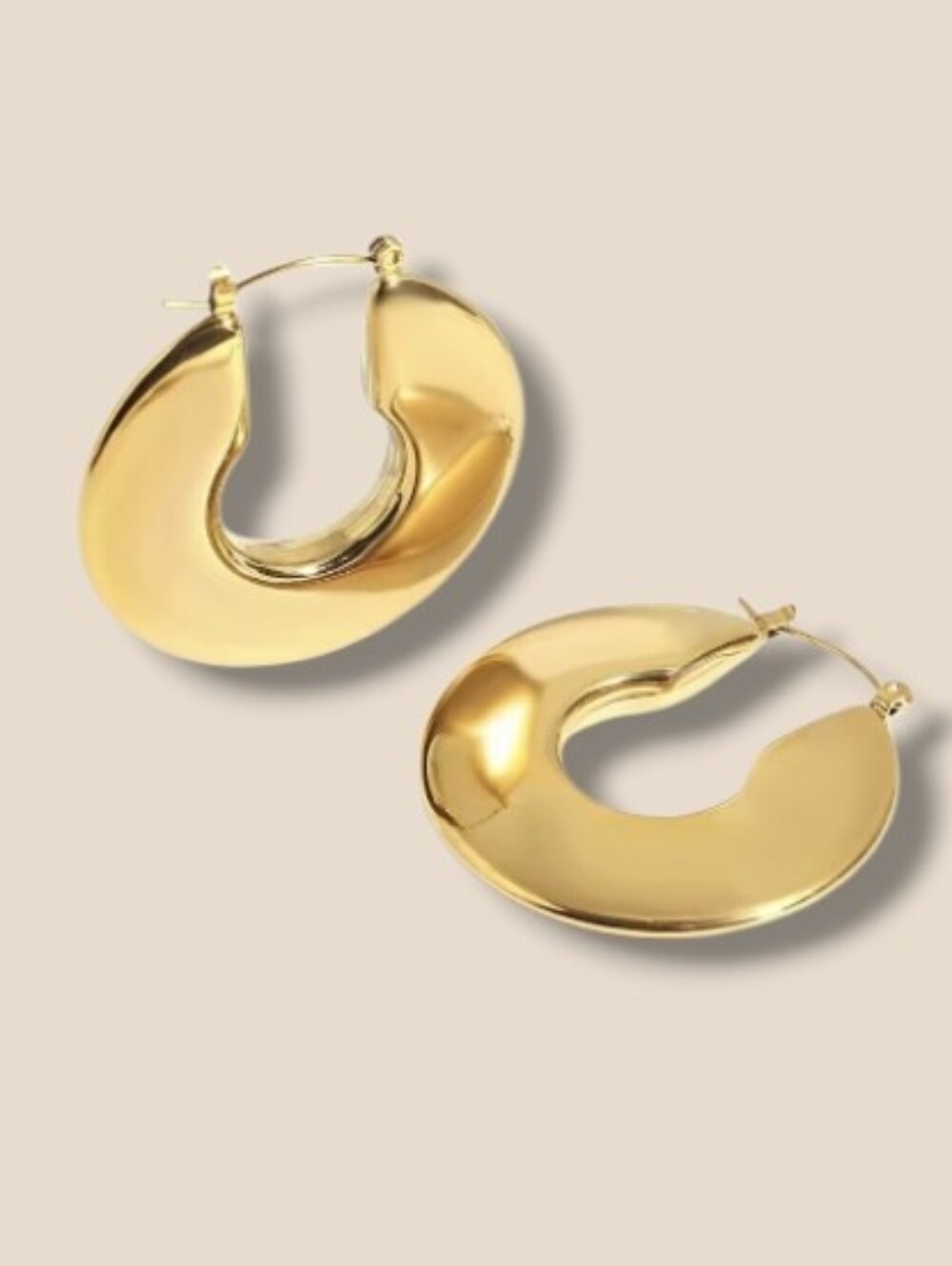 New! Gold Chunky Flat Hoop Earrings - NWOT #2015C